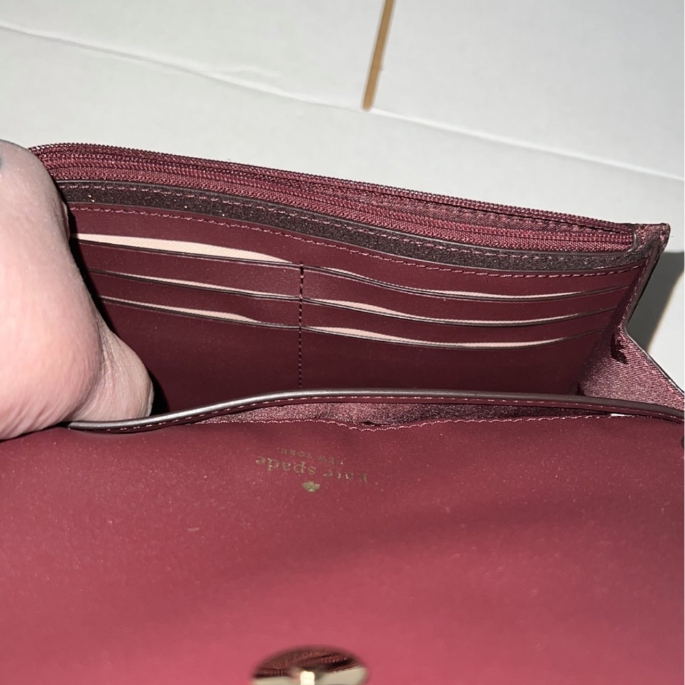 Kate Spade Burgundy Glitter Wristlet Wallet - Picture 10 of 12